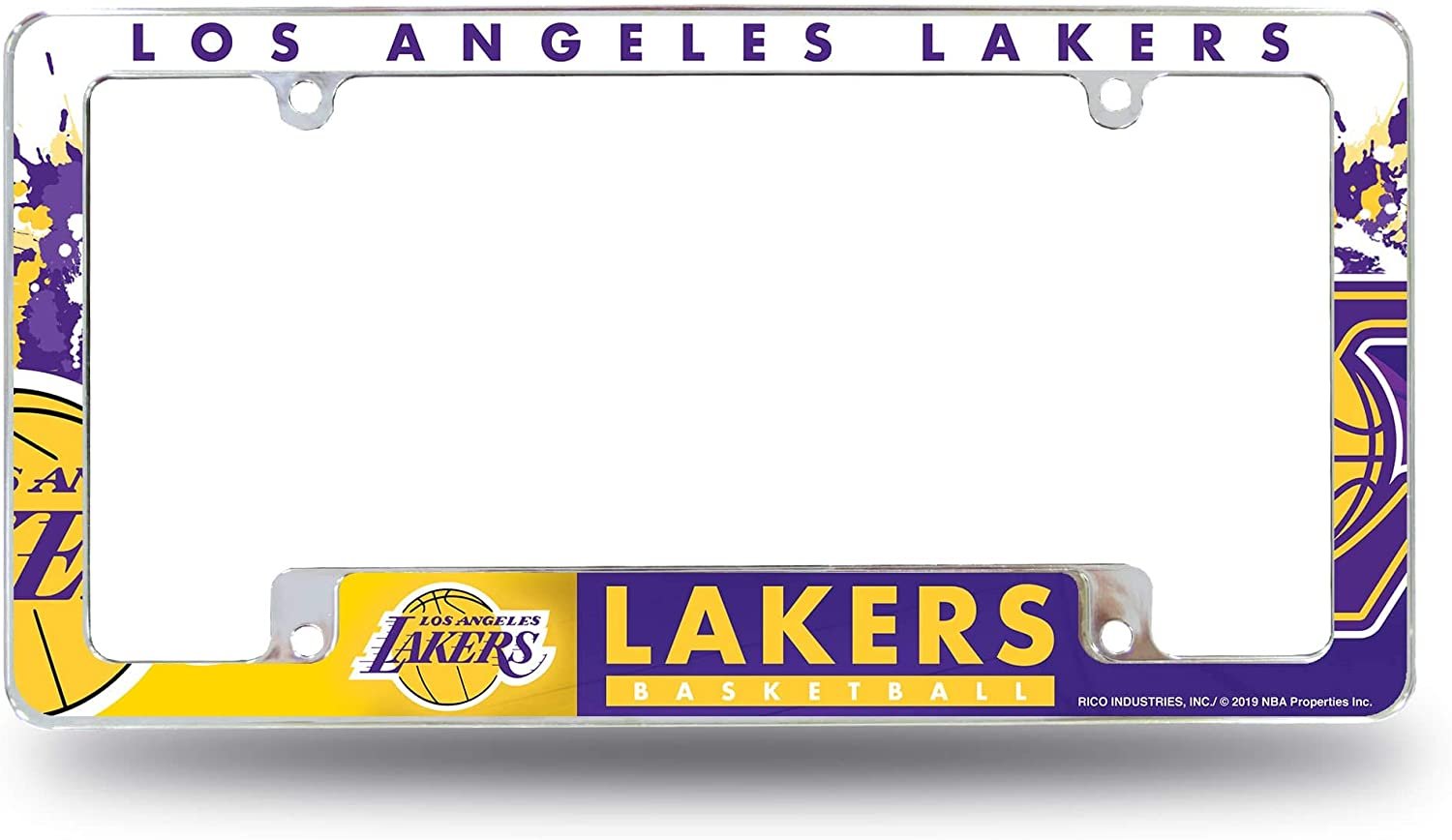 Los Angeles Lakers Metal License Plate Frame Chrome Tag Cover All Over Design 1
