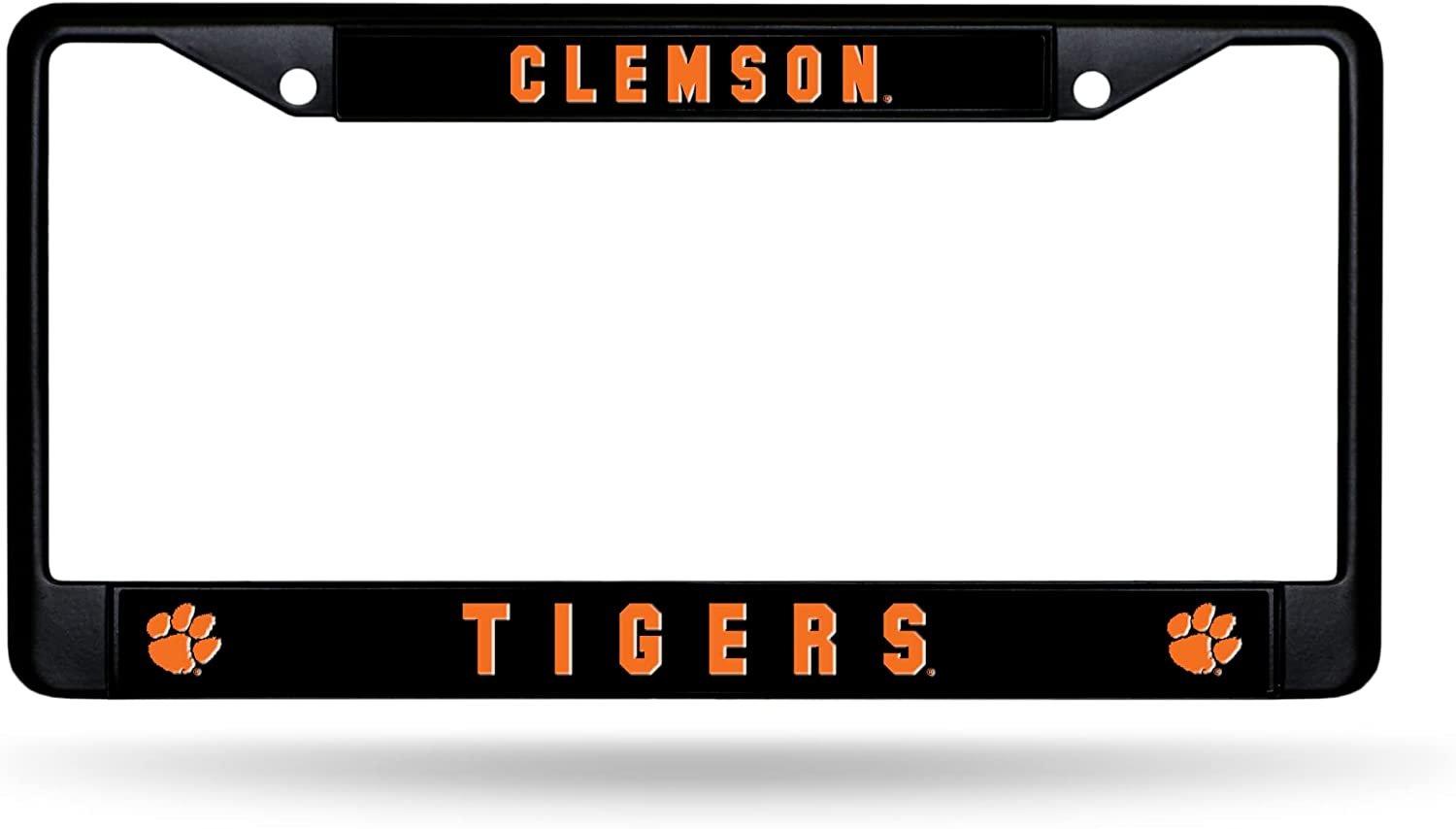 Clemson University Tigers Black Metal License Plate Frame Chrome Tag Cover 6x12 Inch