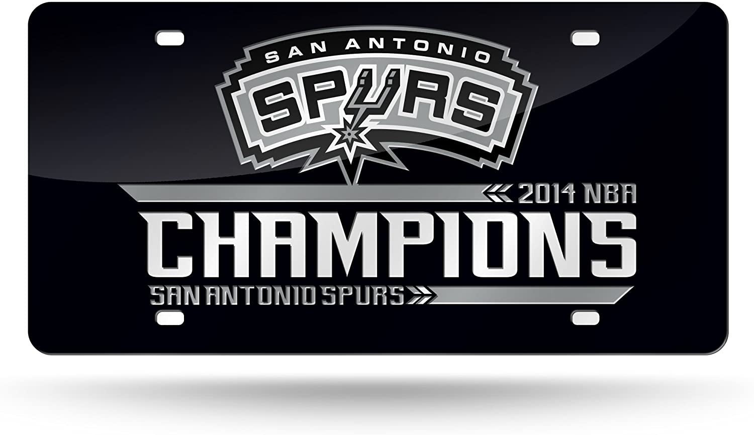 San Antonio Spurs 2014 Champions Premium Laser Cut Tag License Plate, Mirrored Acrylic Inlaid, 6x12 Inch 1