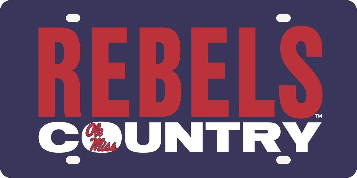University of Mississippi Ole Miss Rebels Premium Laser Cut Tag License Plate, Country Design, Mirrored Acrylic Inlaid, 12x6 Inch 1
