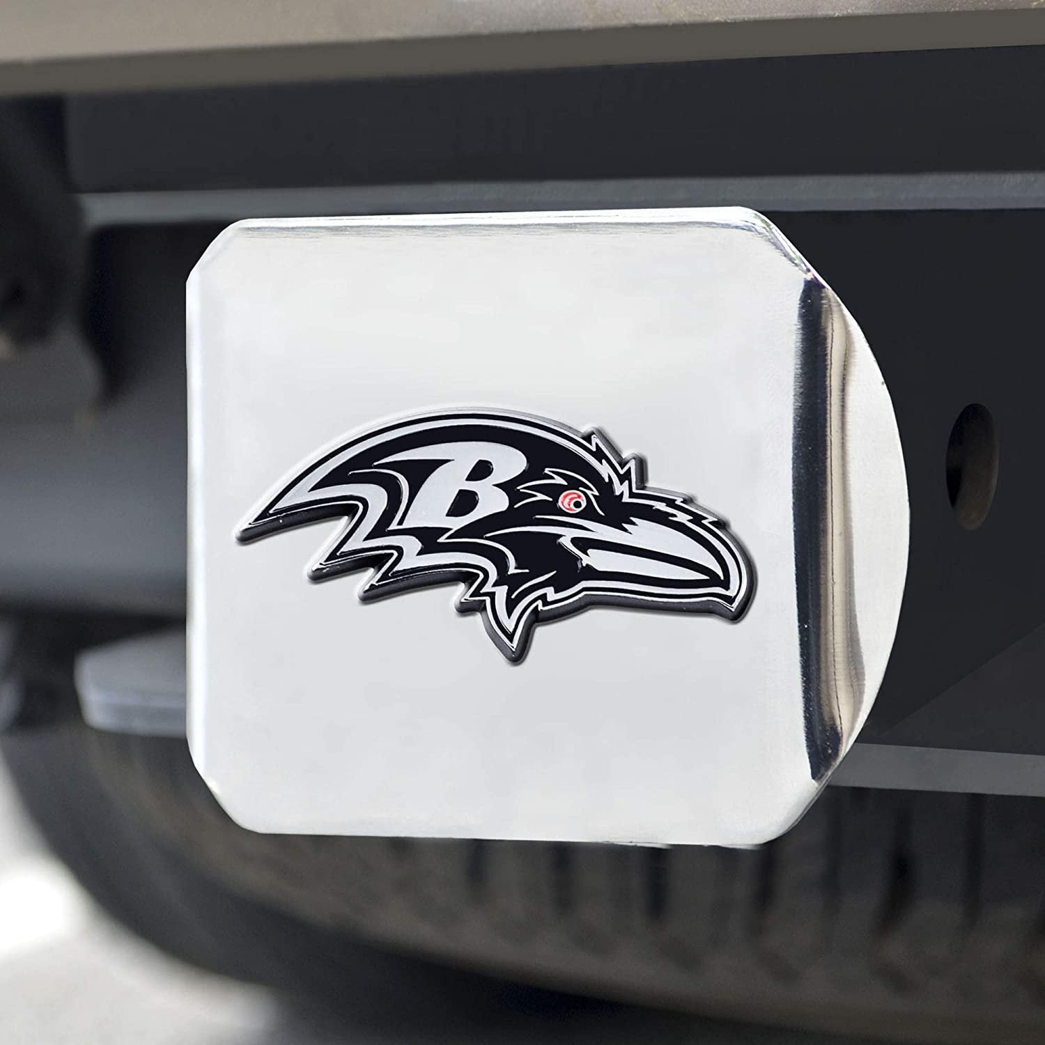 Baltimore Ravens Hitch Cover Solid Metal with Raised Chrome Metal Emblem 2" Square Type III
