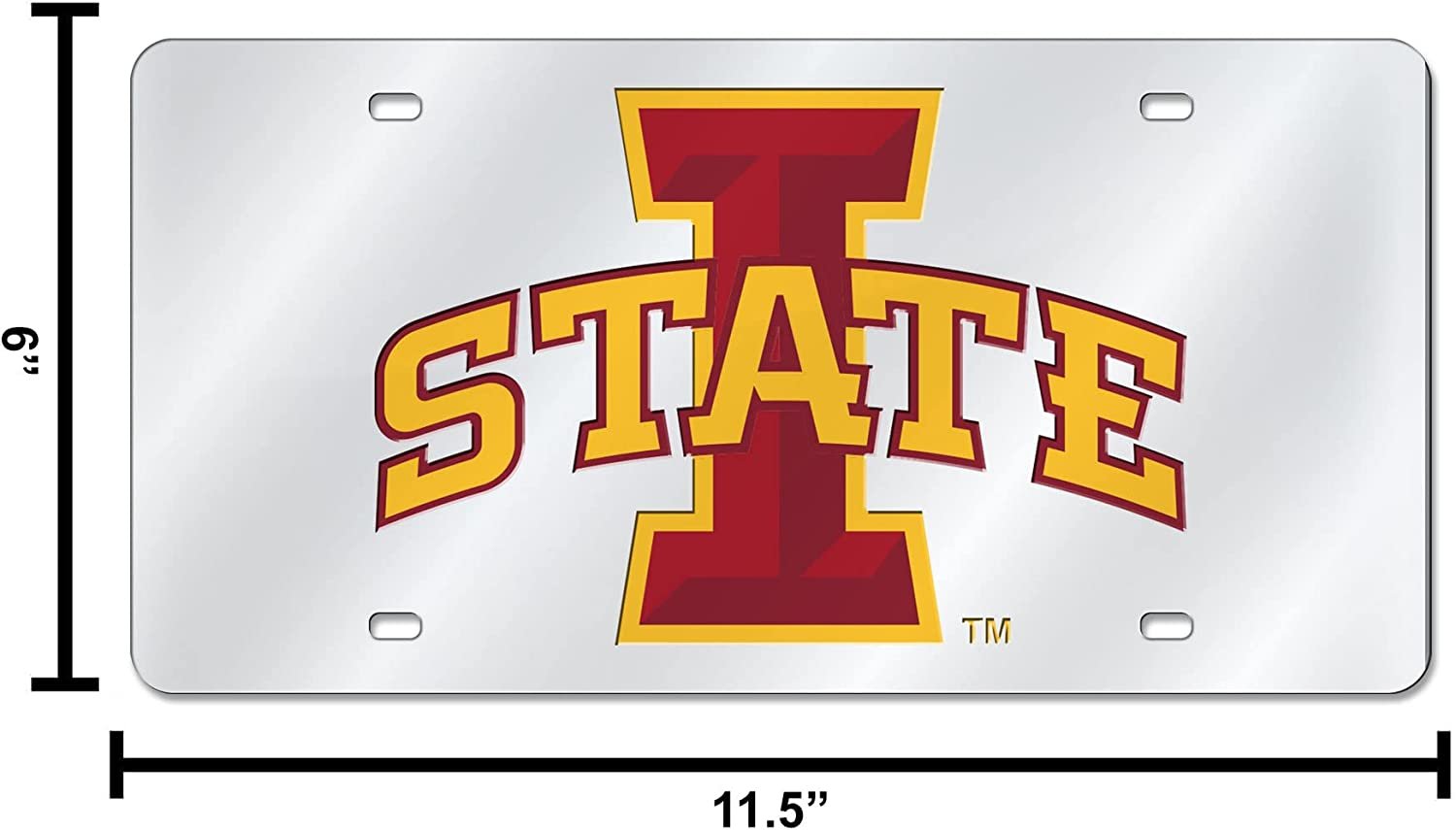 Iowa State University Cyclones Premium Laser Cut Tag License Plate, Mirrored Acrylic Inlaid, 12x6 Inch 4