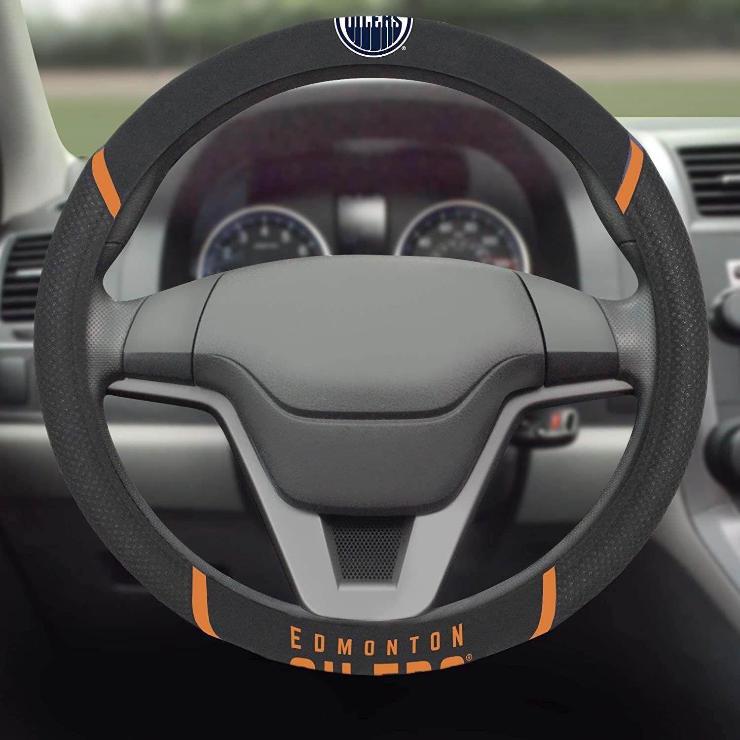 Edmonton Oilers Premium 15 Inch Black Emroidered Steering Wheel Cover 3