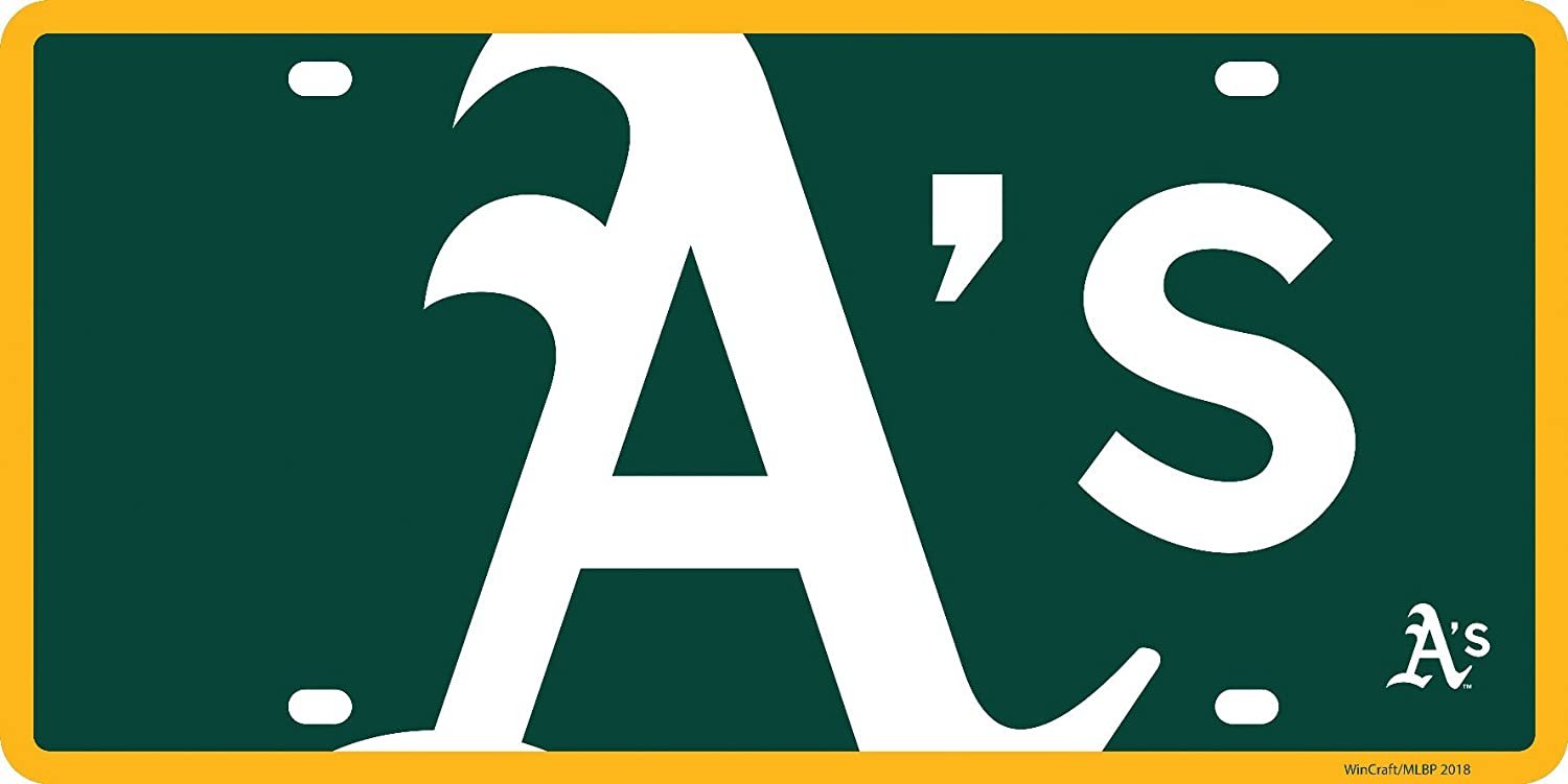Oakland Athletics A's Premium Laser Cut Tag License Plate, Mega Logo, Mirrored Acrylic Inlaid, 6x12 Inch 1