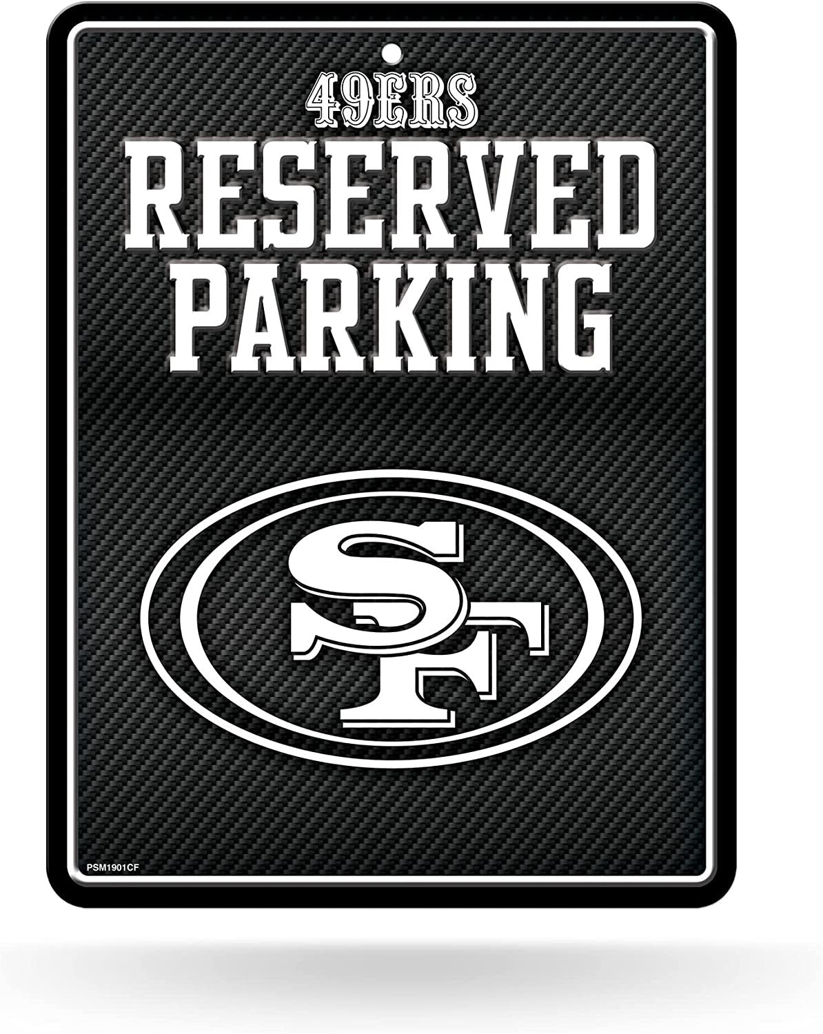 San Francisco 49ers Metal Parking Novelty Wall Sign 8.5 x 11 Inch Carbon Fiber Design