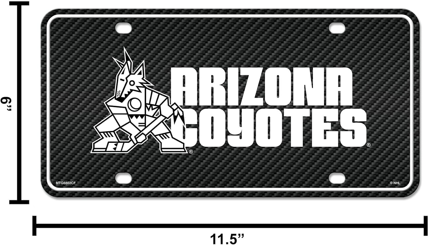 Arizona Coyotes Metal License Plate Tag Carbon Fiber Design Kachina Logo 12x6 Inch 6