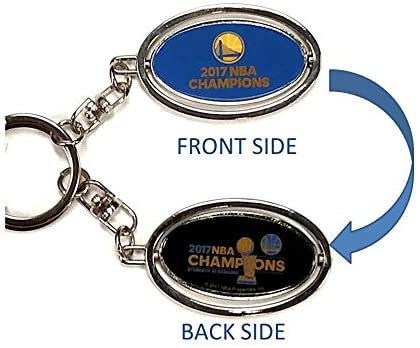 Golden State Warriors 2017 Champions Metal Keychain, Oval 2-Sided Spinner Basketball 1