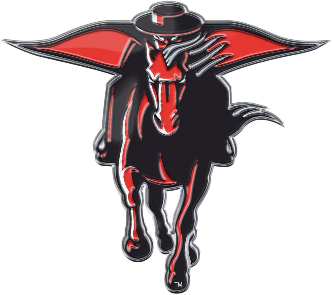 Texas Tech University Red Raiders Premium Aluminum Metal Raised Auto Emblem, Alternate Logo, Color Embossed, Full Adhesive Backing 1