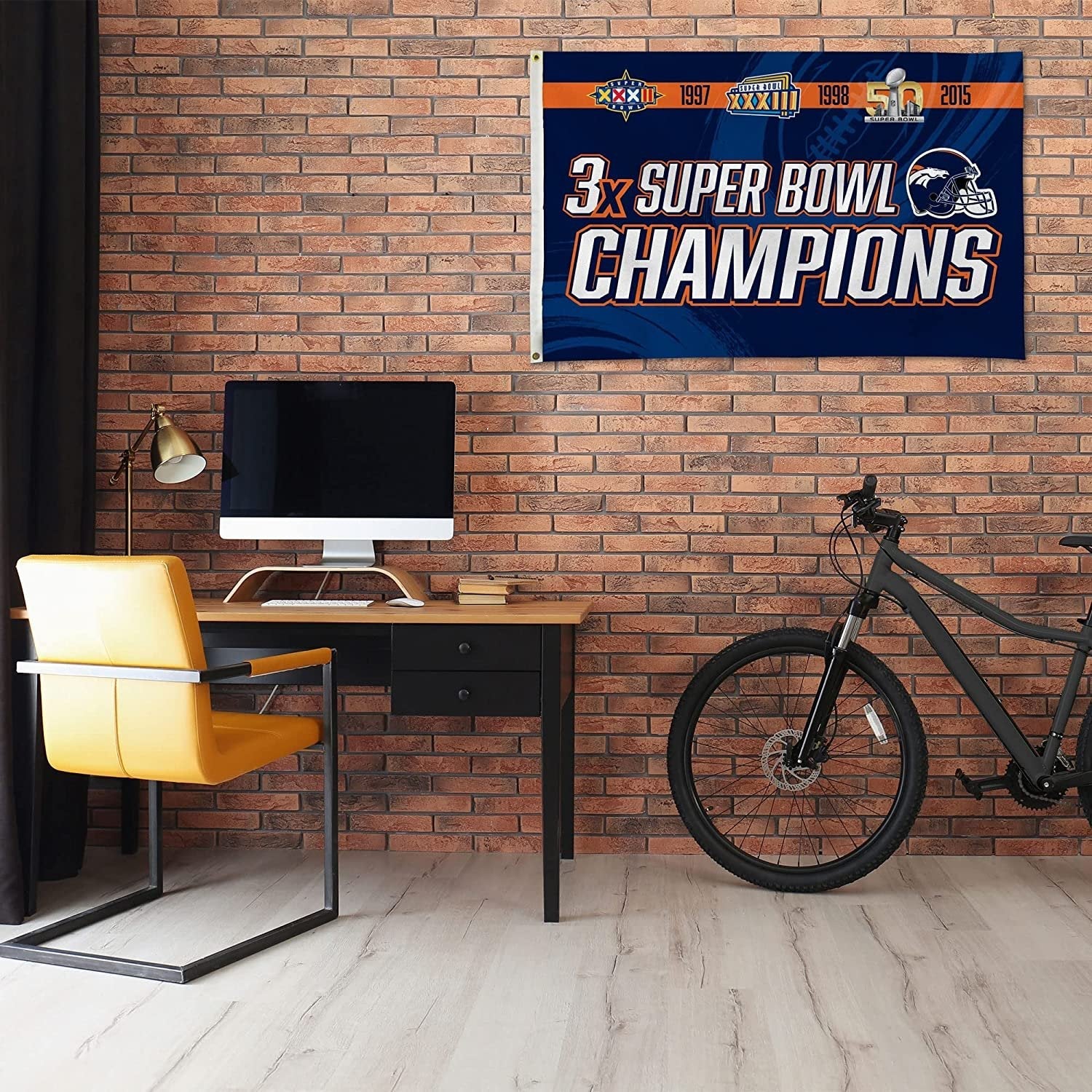 Denver Broncos 3x5 Flag Banner 3 Time Super Bowl Champions Metal Grommets Outdoor Indoor