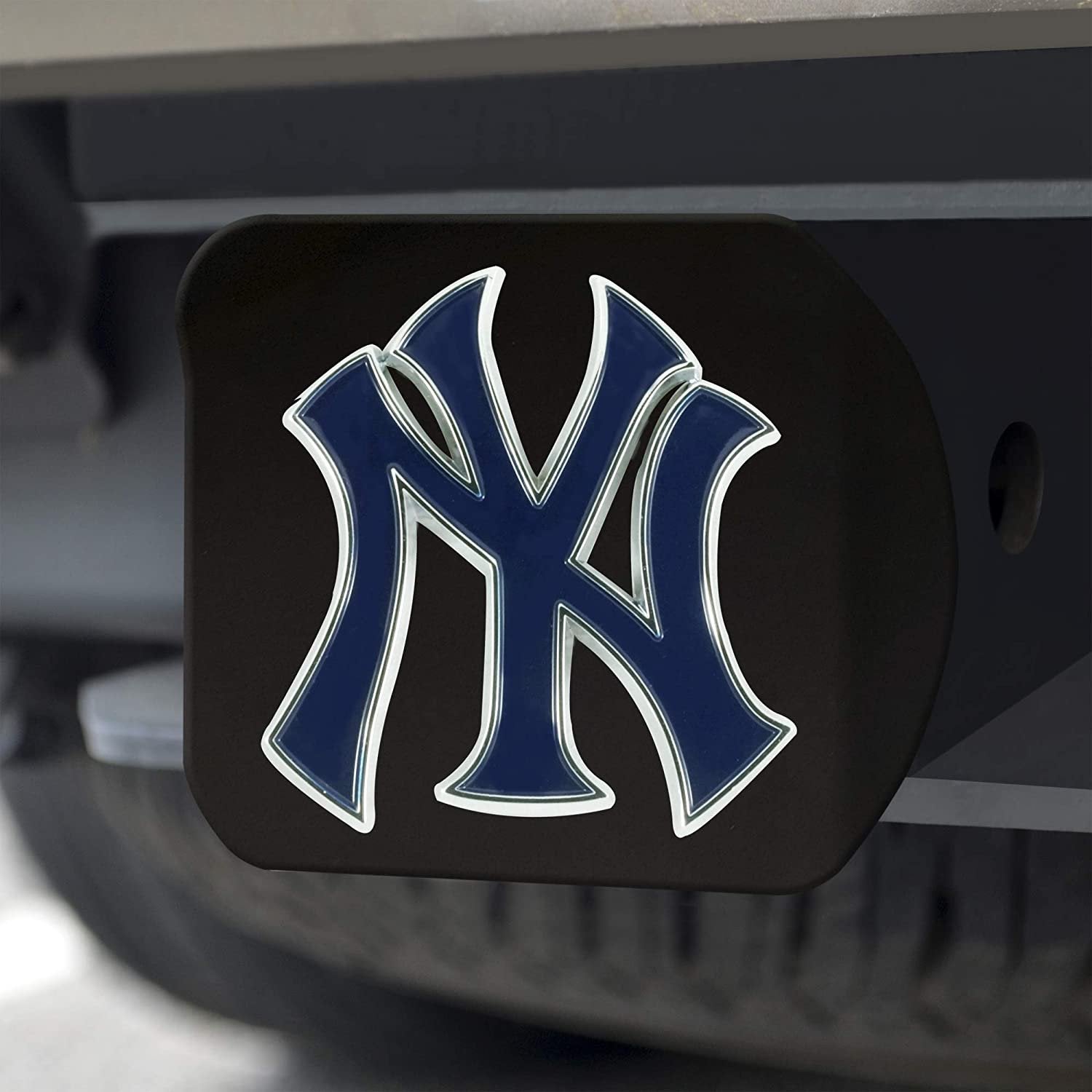New York Yankees Hitch Cover Black Solid Metal with Raised Color Metal Emblem 2" Square Type III