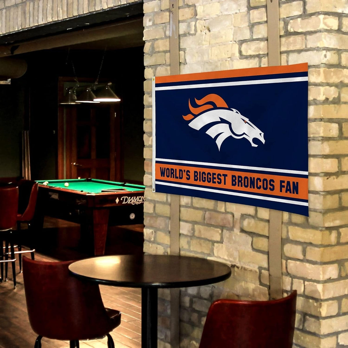 Denver Broncos 3x5 Feet Flag Banner, World's Biggest Fan, Metal Grommets, Single Sided, Indoor or Outdoor Use 5