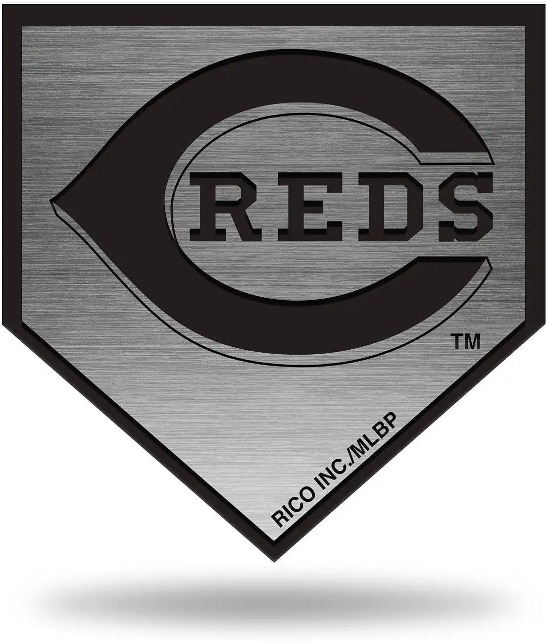 Cincinnati Reds Solid Metal Auto Emblem, Silver Chrome Color, Antique Nickel Design, Raised, 3.5 Inch, Adhesive Tape Backing 1