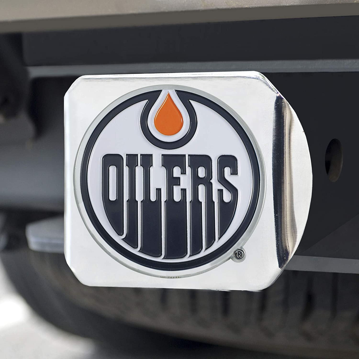 Edmonton Oilers Hitch Cover Solid Metal with Color Metal Emblem 2" Square Type III