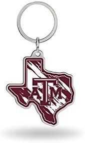 Texas A&M University Aggies Metal Keychain State Shape Design