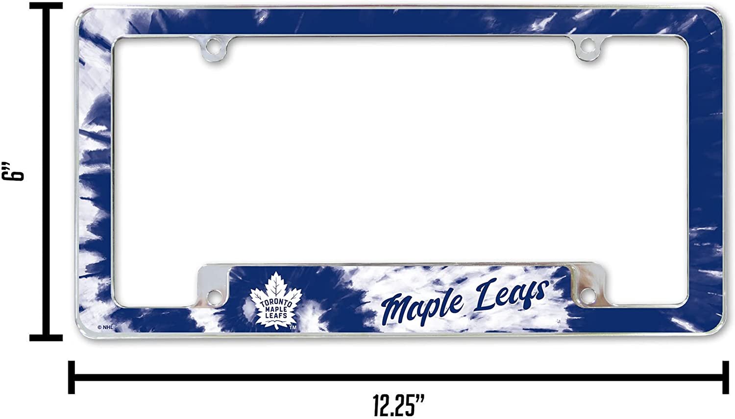 Toronto Maple Leafs Metal License Plate Frame Chrome Tag Cover Tie Dye Design 6x12 Inch 4