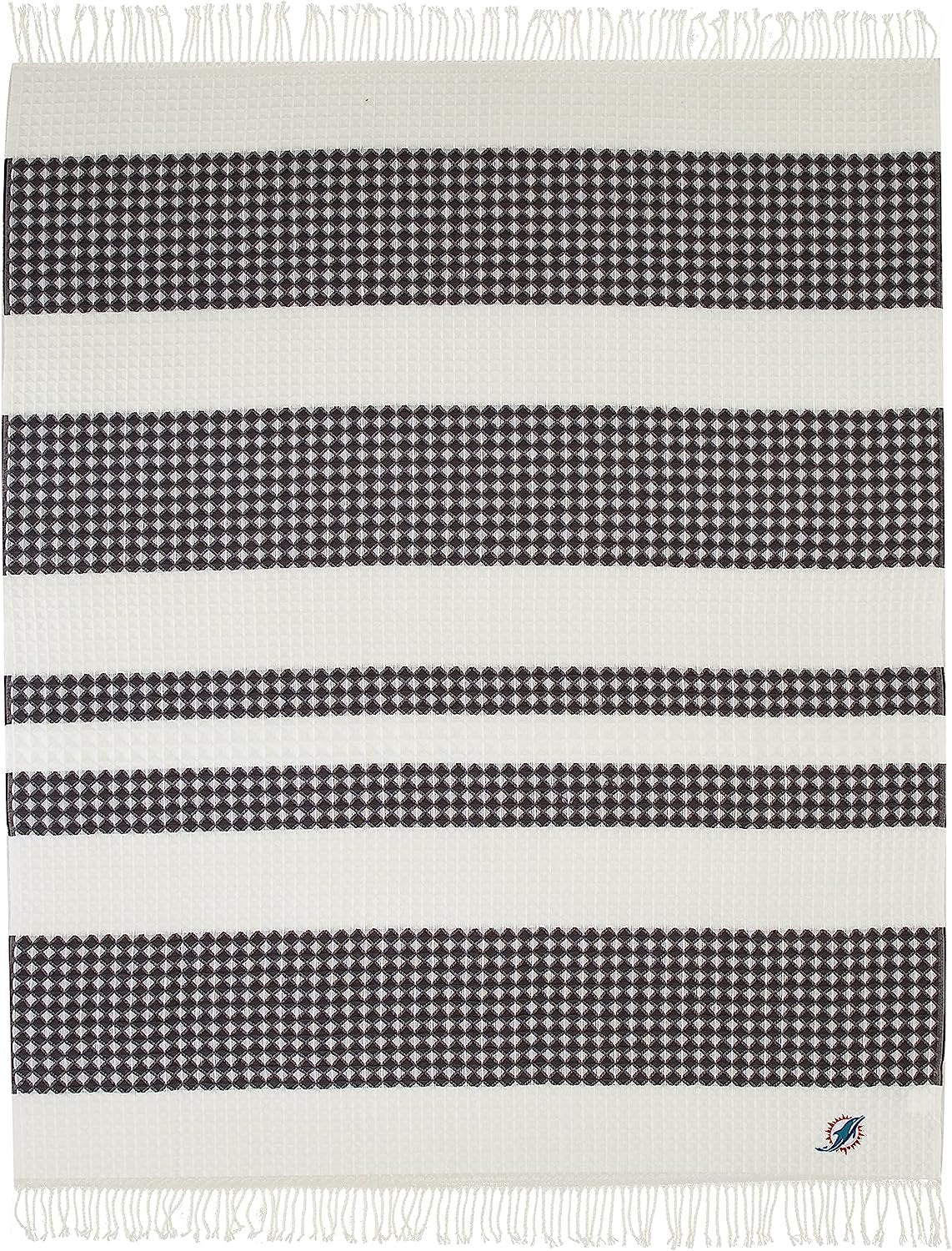 Miami Dolphins Throw Blanket Waffle Weave Jacquard, 50x60 Inch, Unisex-Adult, 100% Acrylic 1
