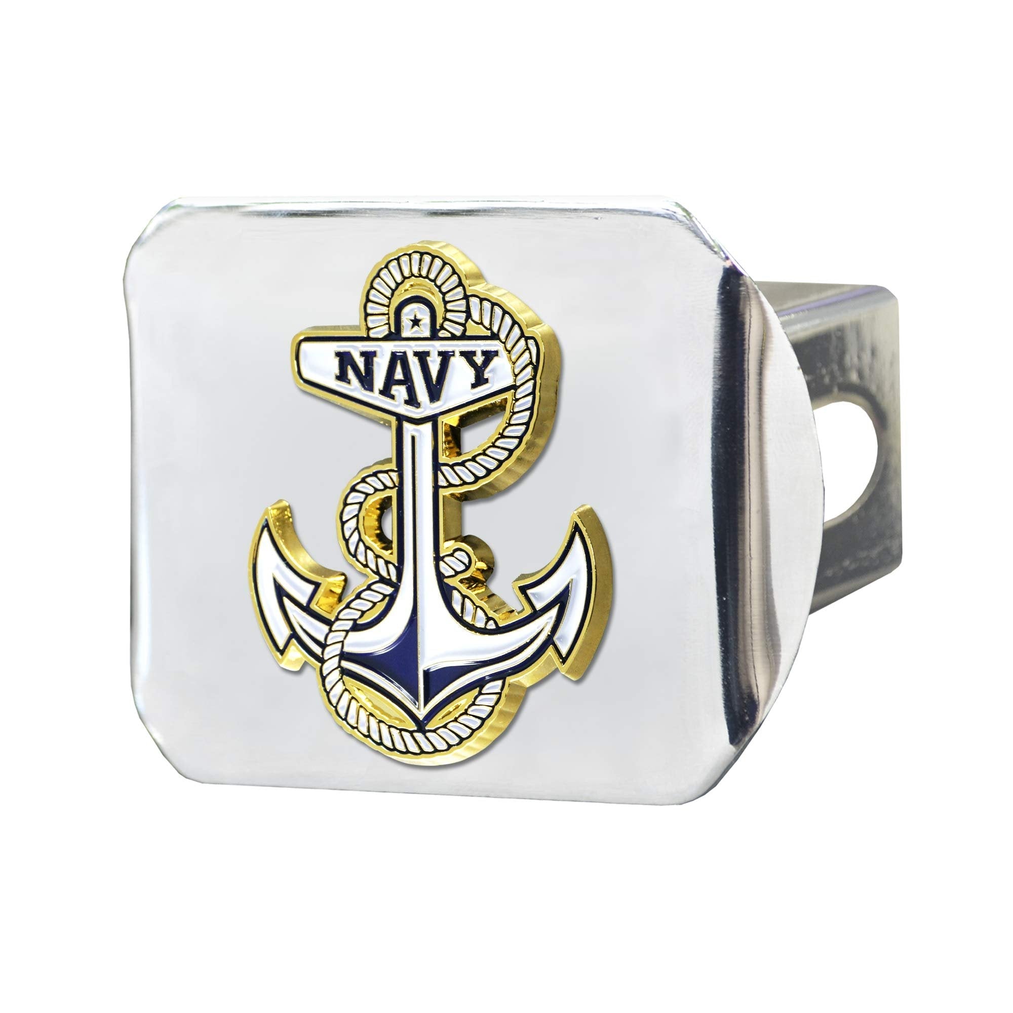 FANMATS U.S. Navy Color on Chrome Metal Hitch Cover