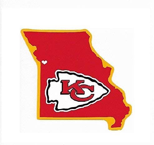 Kansas City Chiefs 5 Inch Sticker Decal, Home State Design, Flat Vinyl, Full Adhesive Backing