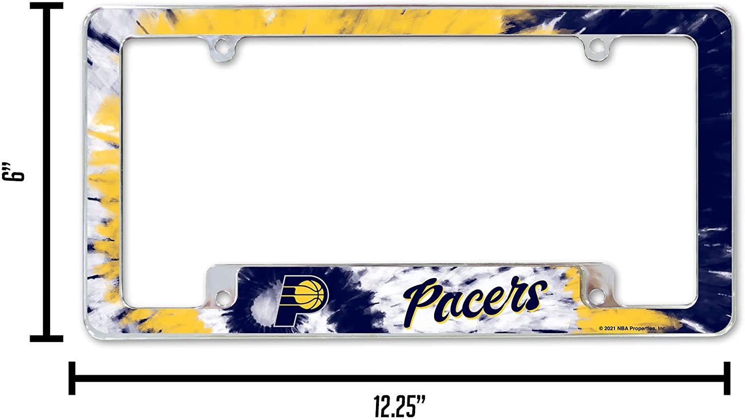 Indiana Pacers Metal License Plate Frame Chrome Tag Cover Tie Dye Design 6x12 Inch 5