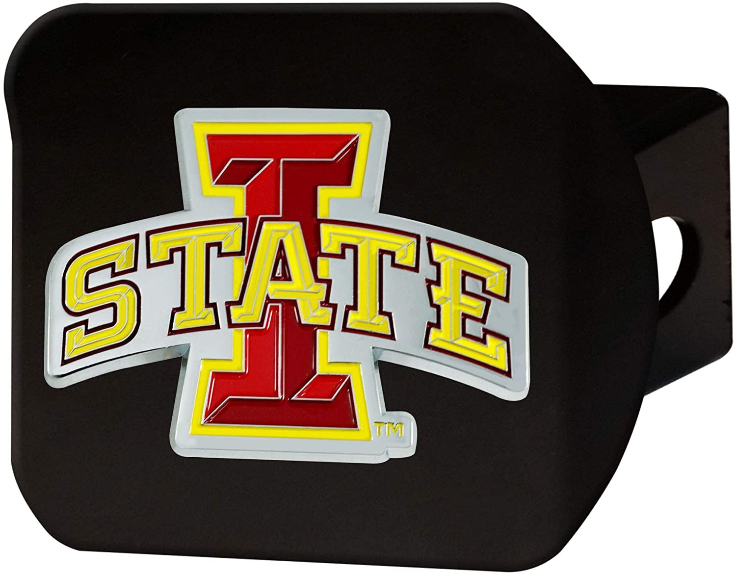Iowa State Cyclones Hitch Cover Black Solid Metal with Raised Color Metal Emblem 2" Square Type III University