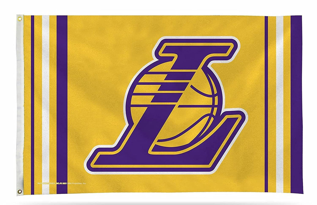 Los Angeles Lakers Premium 3x5 Feet Flag Banner, Alternate Logo, Metal Grommets, Outdoor Indoor, Single Sided 1