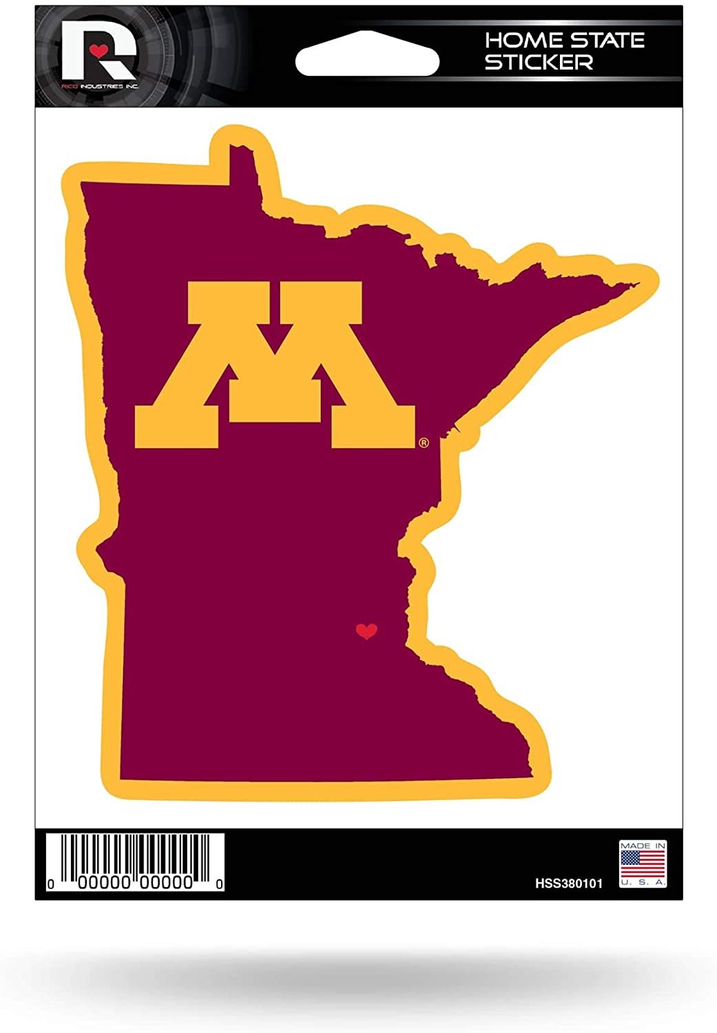 University of Minnesota Gophers 5 Inch Sticker Decal, Home State Design, Flat Vinyl, Full Adhesive Backing