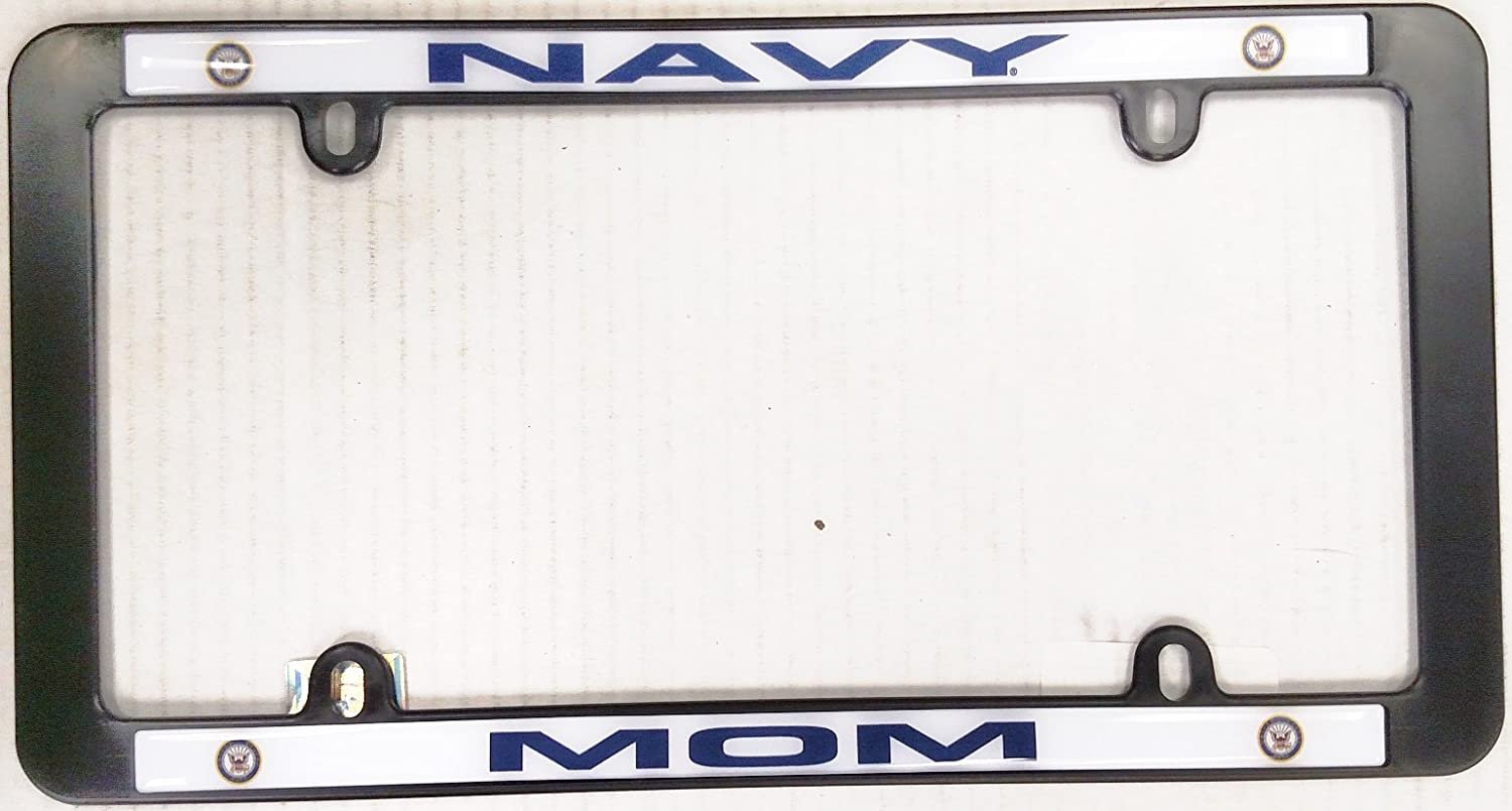 Navy MOM Black Plastic License Plate Frame Tag Cover United States Military 1