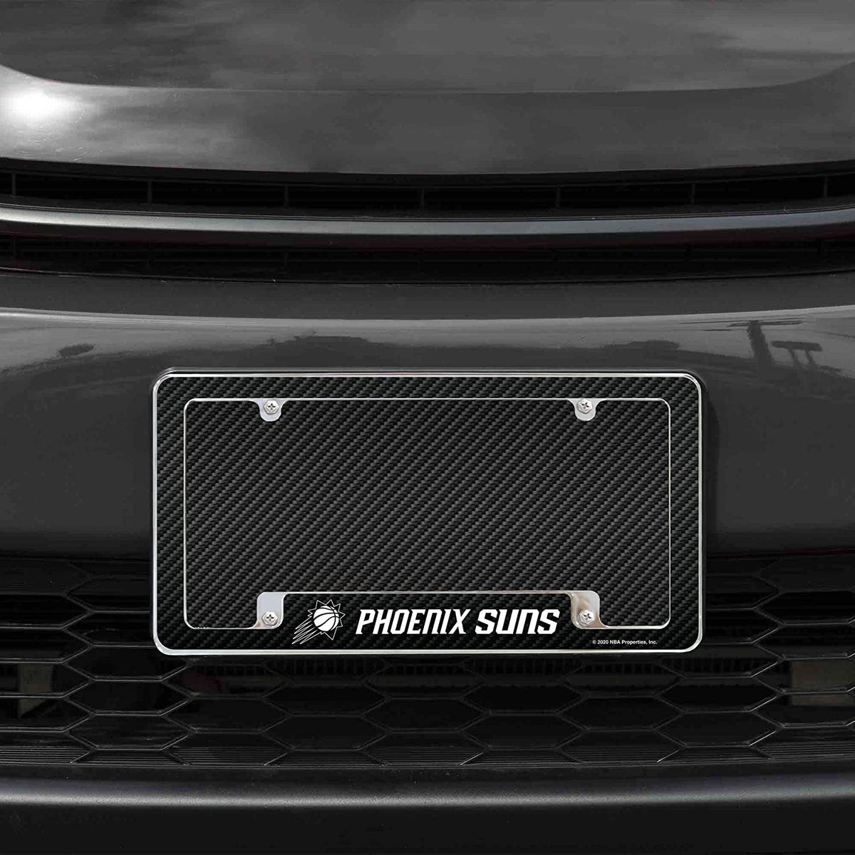 Phoenix Suns Metal License Plate Frame Chrome Tag Cover Carbon Fiber Design 6x12 Inch