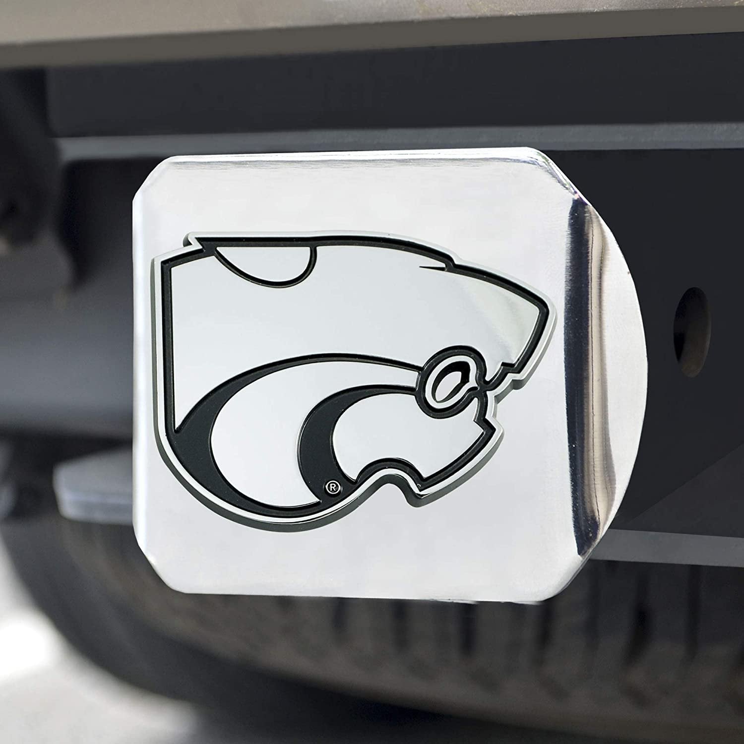 FANMATS NCAA Kansas State Wildcats Hitch Cover - Chromehitch Cover - Chrome, Team Colors, One Sized