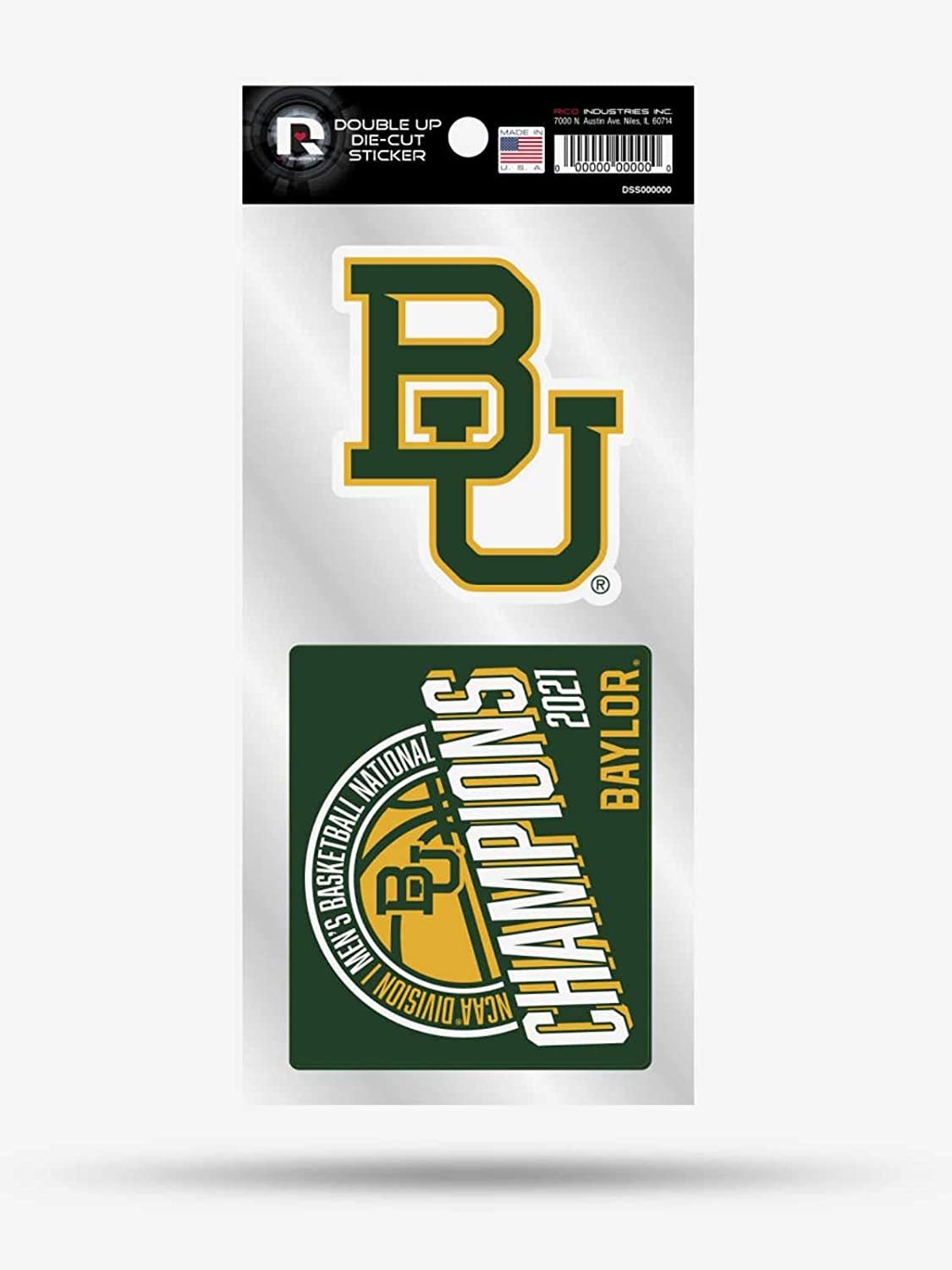 Baylor University Bears 2020-2021 Basketball National Champions Sticker Decal Sheet 2-Piece, 4 Inch Double Up 1