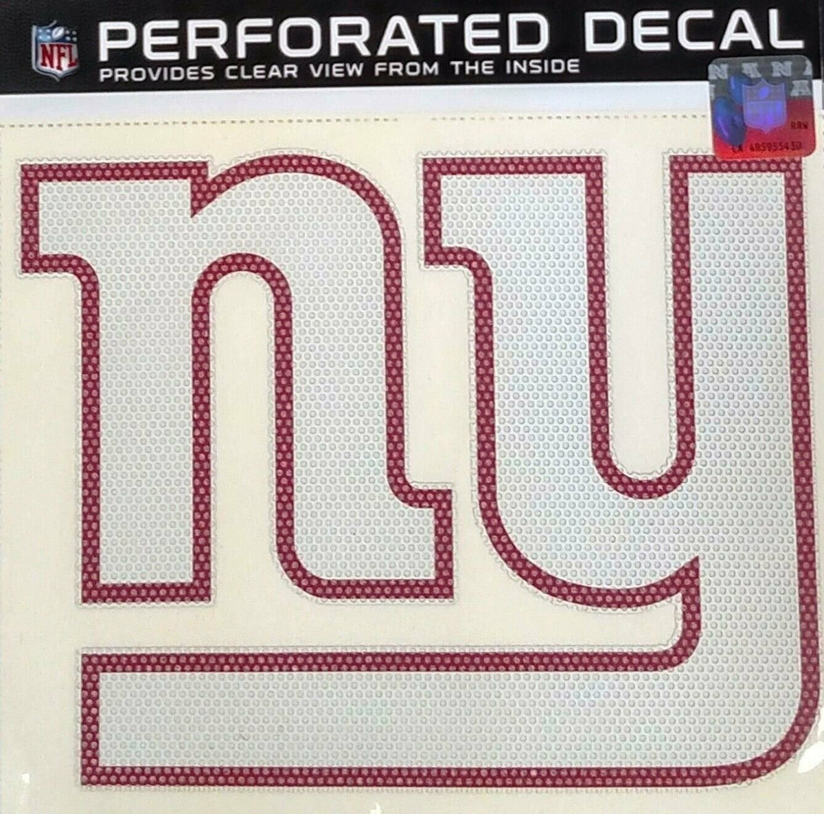 New York Giants 8 Inch Preforated Window Film Decal Sticker, One-Way Vision, Adhesive Backing 1