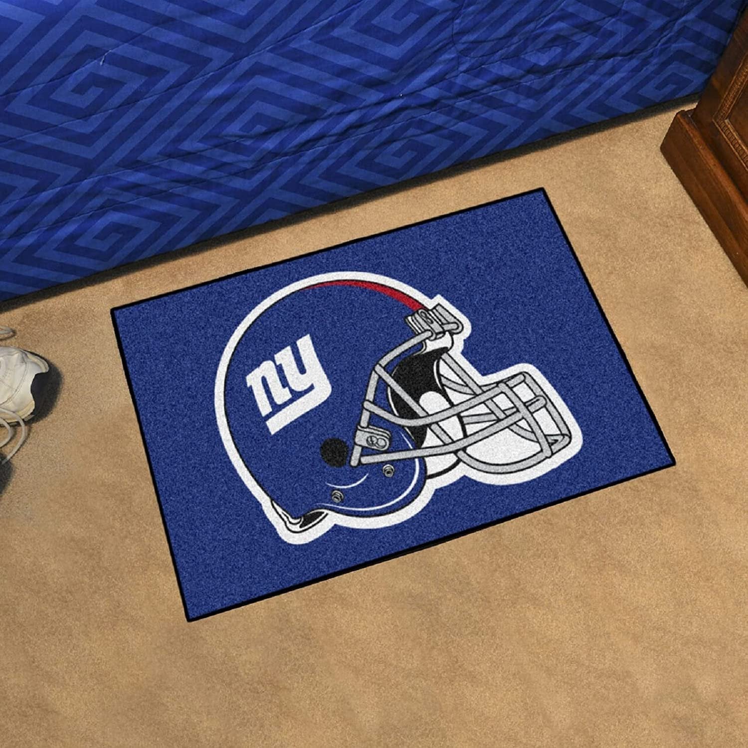 New York Giants Floor Mat Area Rug, 20x30 Inch, Nylon, Anti-Skid Backing