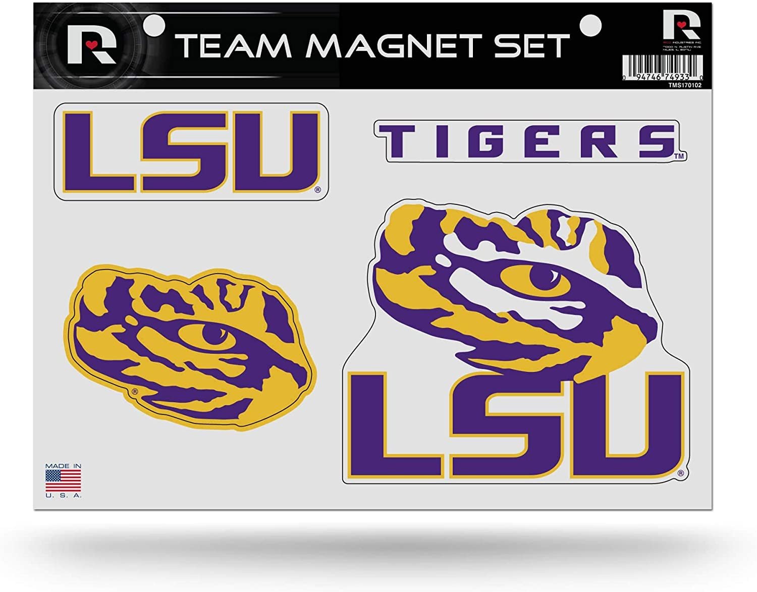 Louisiana State University Tigers LSU Multi Magnet Sheet Shape Cut 8x11 Inch