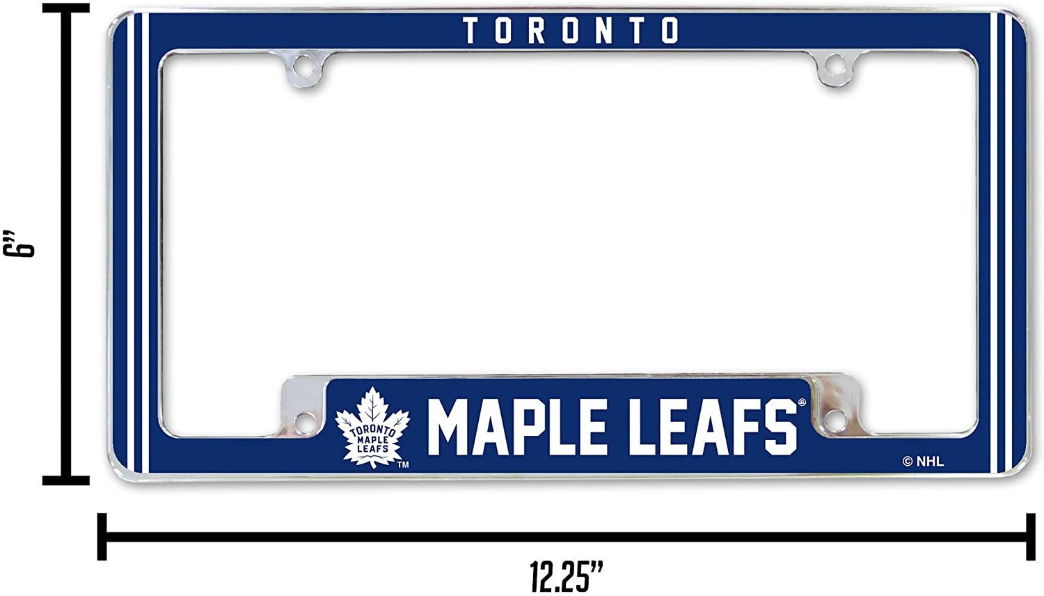 Toronto Maple Leafs Metal License Plate Frame Chrome Tag Cover Alternate Design 6x12 Inch 4