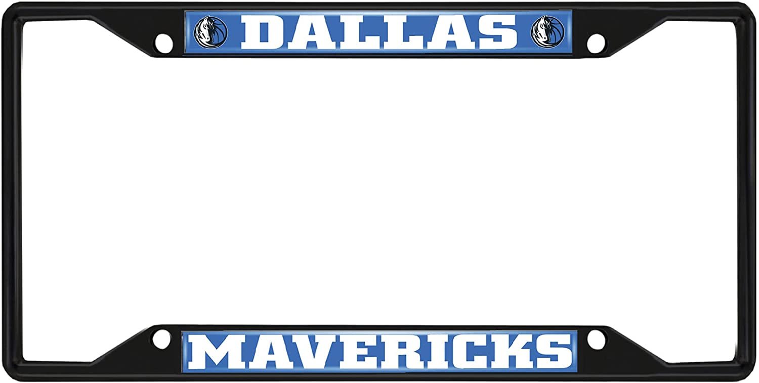 FANMATS 31329 Dallas Mavericks Metal License Plate Frame Black Finish