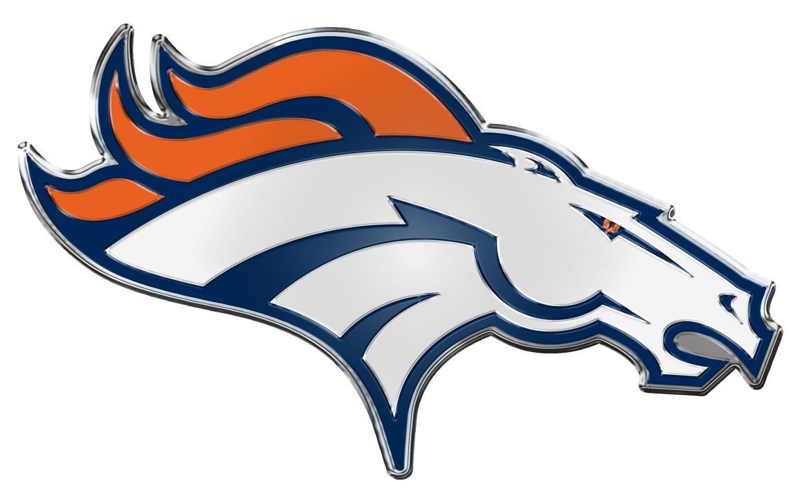 Denver Broncos Premium Aluminum Metal Raised Auto Emblem, Primary Logo, Color Embossed, Full Adhesive Backing