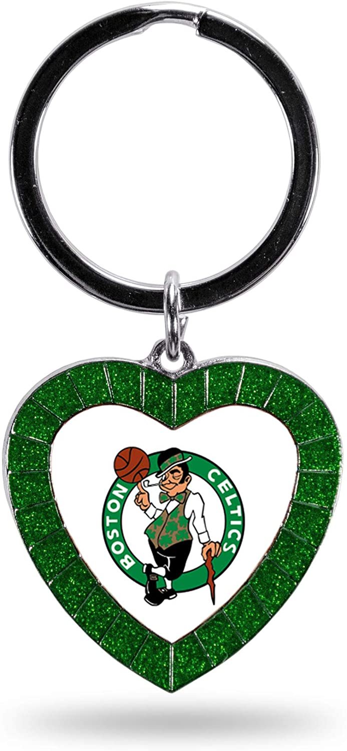 Boston Celtics Metal Keychain Rhinestone Colored Heart Shape 1