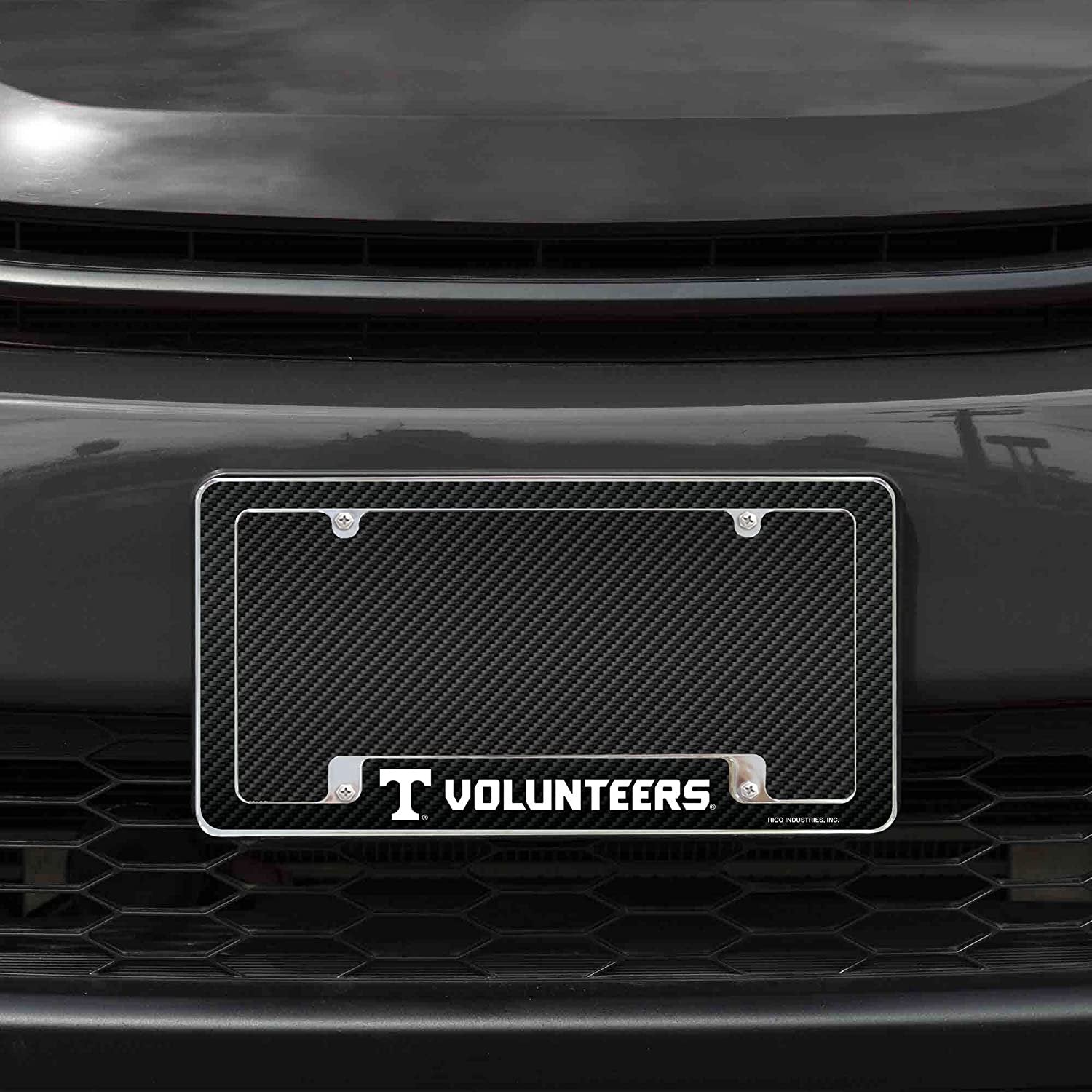 University of Tennessee Volunteers Metal License Plate Frame Chrome Tag Cover Carbon Fiber Design 6x12 Inch 2