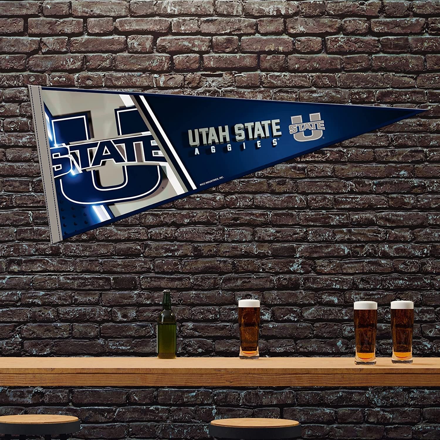Utah State University Aggies Soft Felt Pennant, Primary Design, 12x30 Inch, Easy To Hang