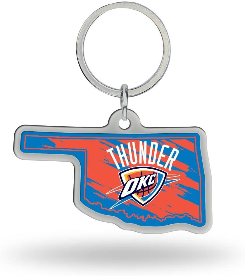 Oklahoma City Thunder Metal Keychain State Shaped