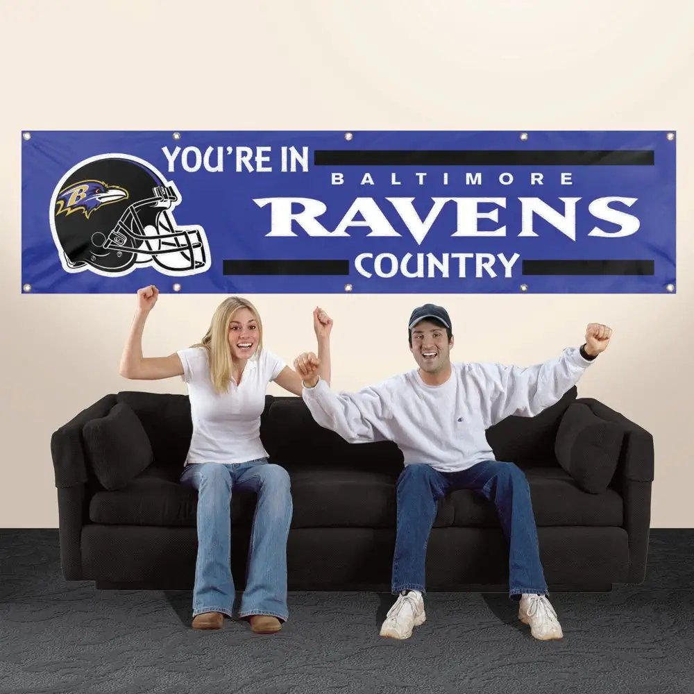Baltimore Ravens Huge 8x2 Feet Banner Flag Metal Grommets 2