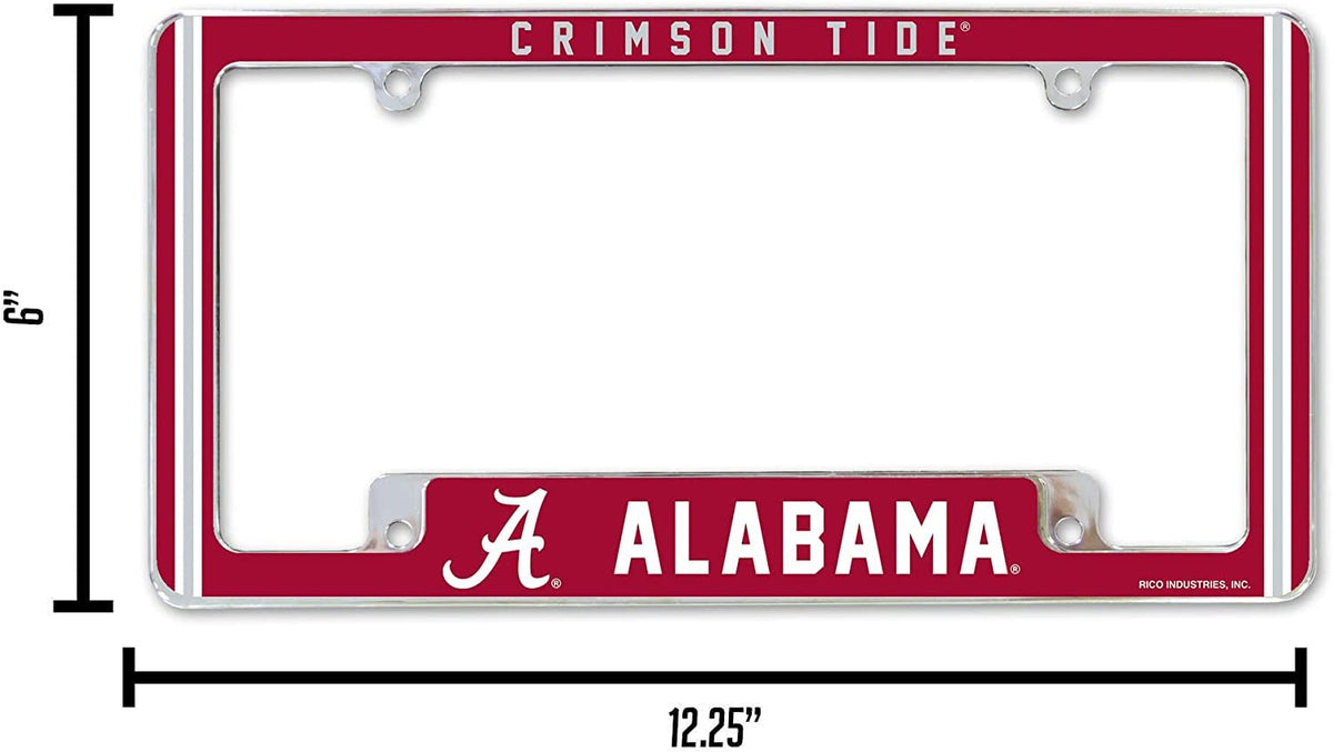 University of Alabama Crimson Tide Metal License Plate Frame Chrome Tag Cover 12x6 Inch Alternate Design 4