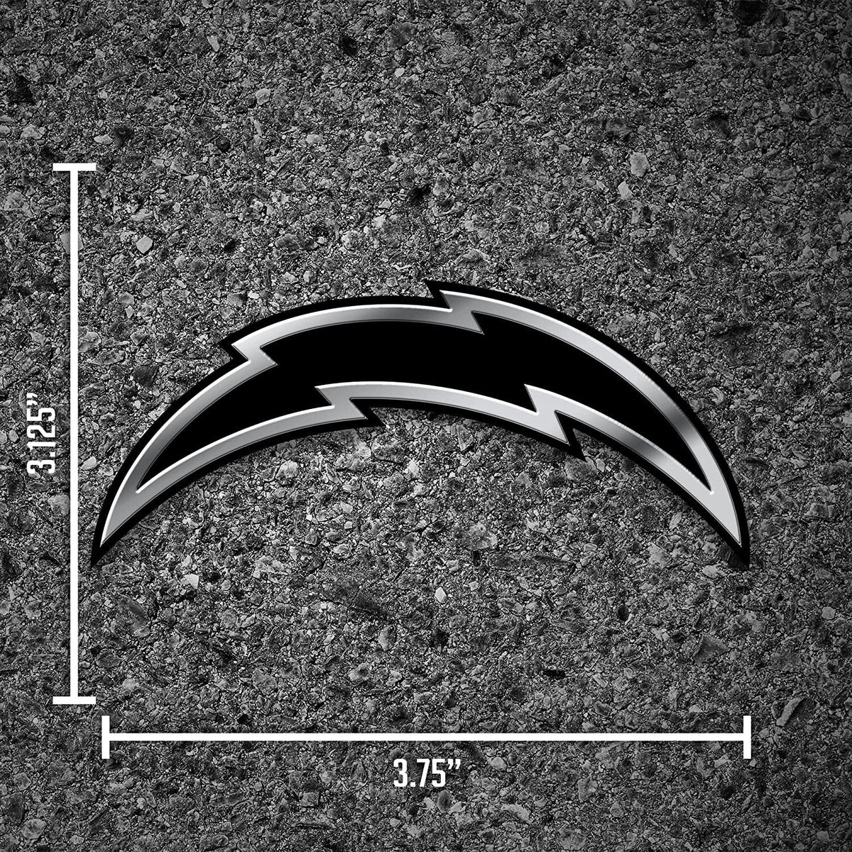 Los Angeles Chargers Auto Emblem, Silver Chrome Color, Raised Molded Plastic, Adhesive Tape Backing 4
