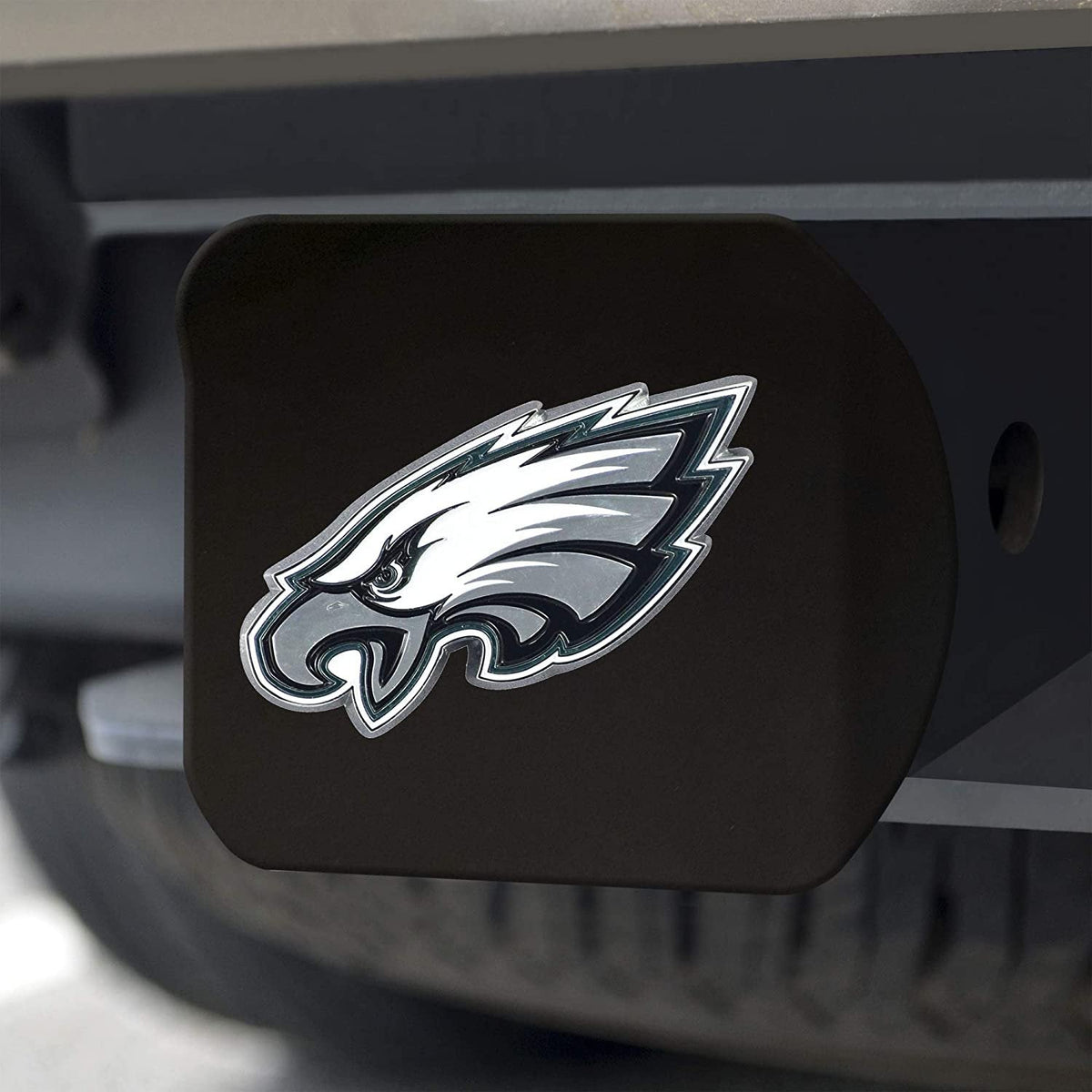 Philadelphia Eagles Hitch Cover Black Solid Metal with Raised Color Metal Emblem 2" Square Type III
