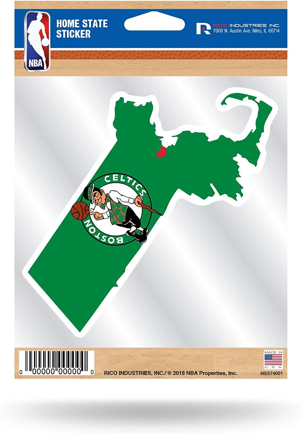Boston Celtics 5 Inch Decal Sticker, Shape Cut, Home State Design, Flat Vinyl, Full Adhesive Backing