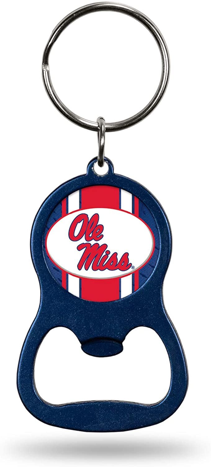 University of Mississippi Ole Miss Rebels Premium Solid Metal Bottle Opener Keychain, Key Ring, Team Color 1