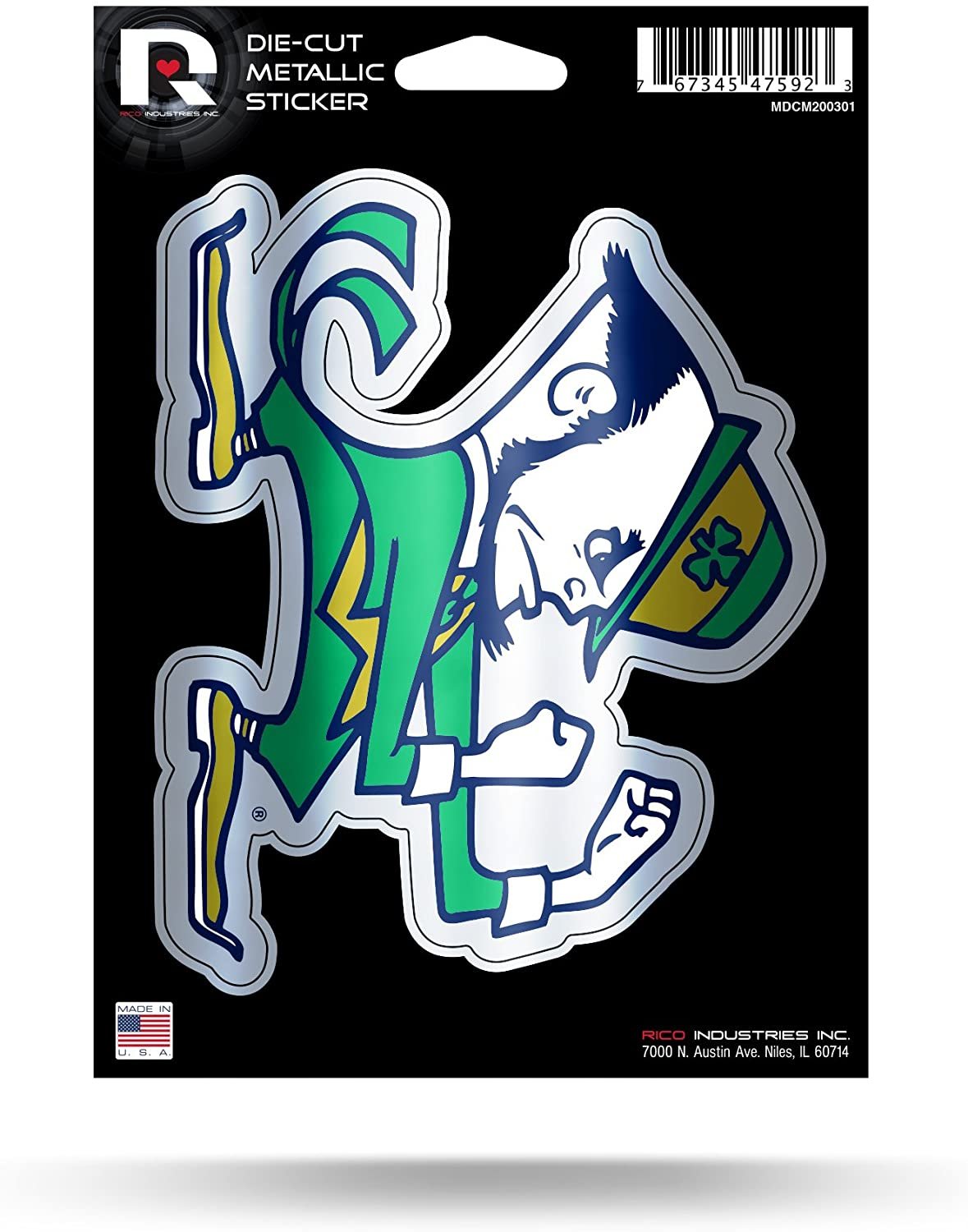 University of Notre Dame Fighting Irish 5 Inch Die Cut Shimmer Metallic Decal Sticker Flat Vinyl