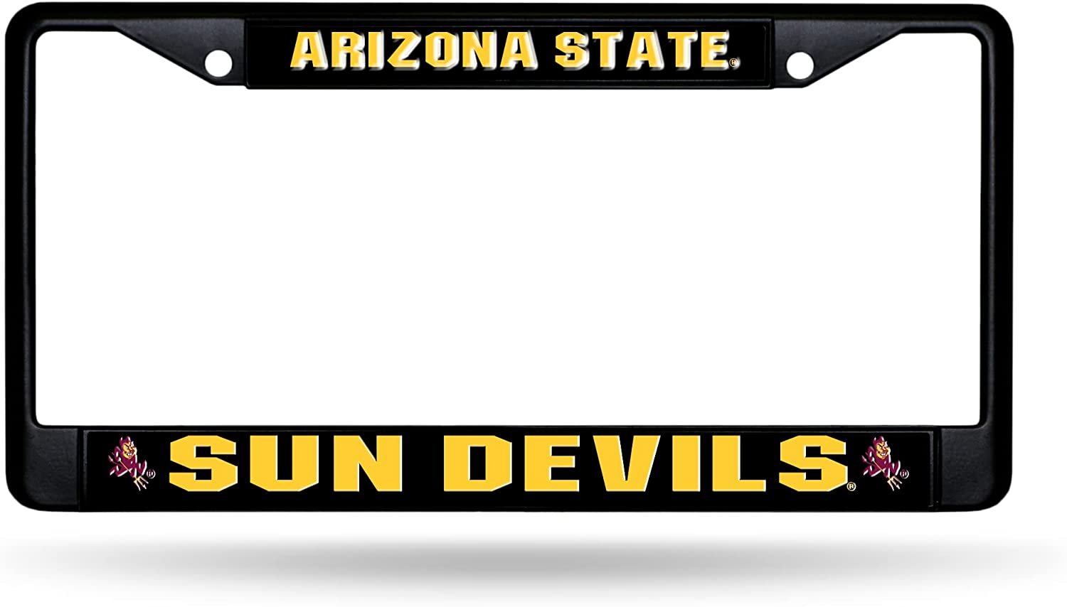 Arizona State University Sun Devils Black Metal License Plate Frame Chrome Tag Cover 6x12 Inch 1