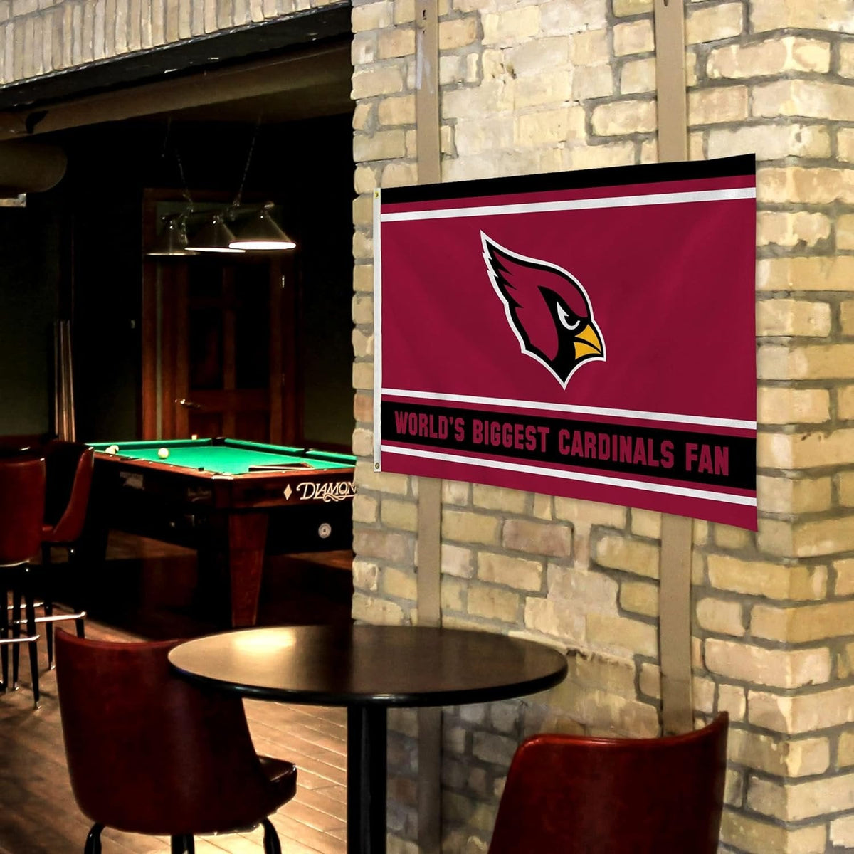 Arizona Cardinals 3x5 Feet Flag Banner, World's Biggest Fan, Metal Grommets, Single Sided, Indoor or Outdoor Use 5