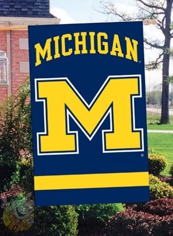 University of Michigan Wolverines Banner Flag Premium Double Sided Embroidered Applique 28x44 Inch 3